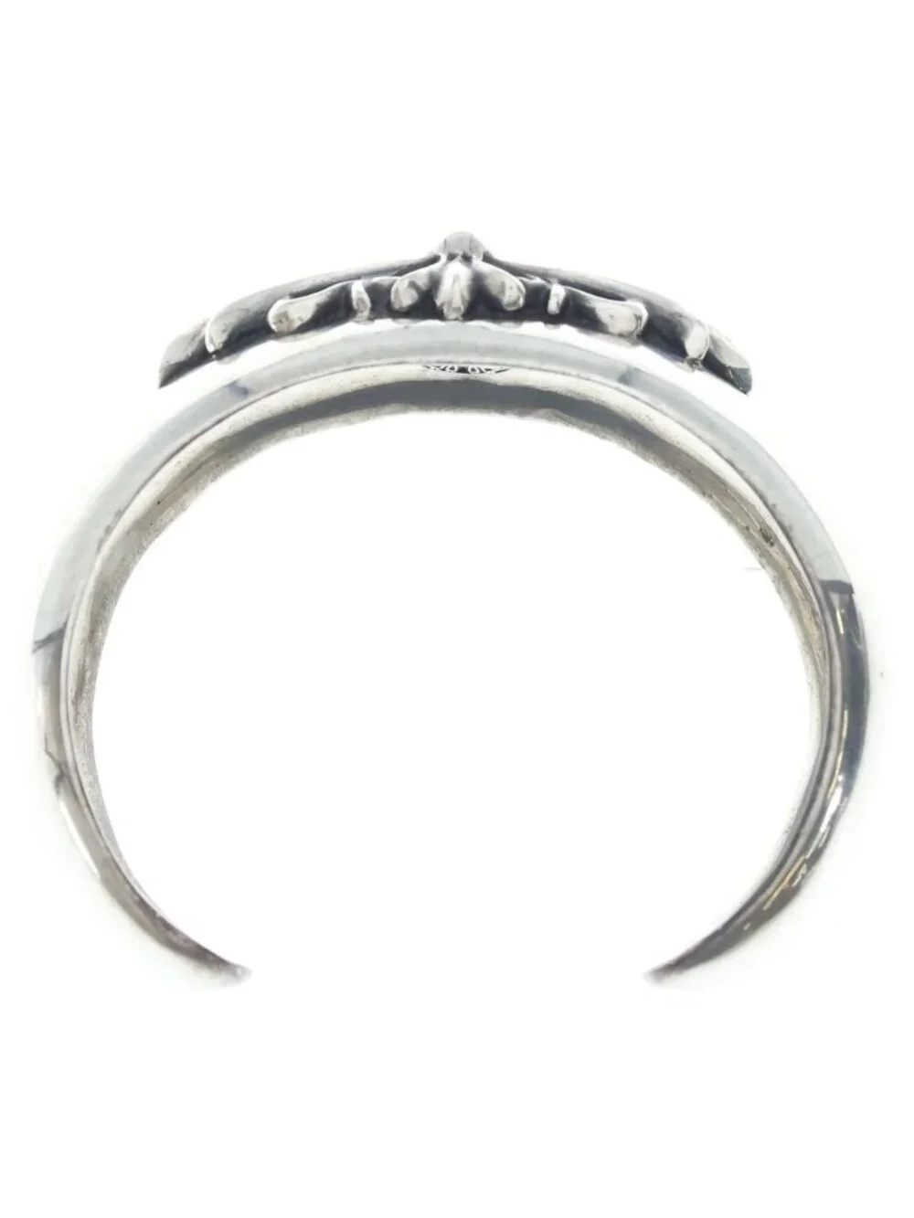 Chrome Hearts Floral Cross Cuff Bangle Bracelet Silver